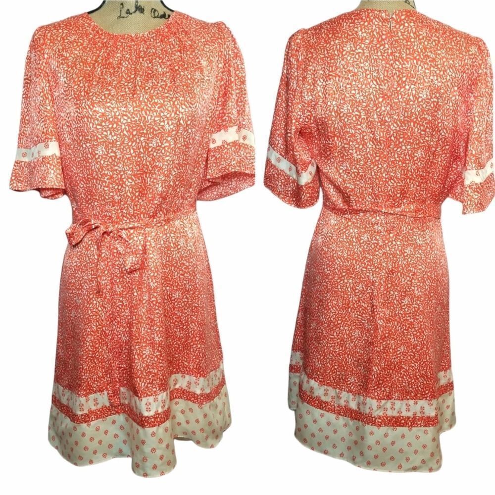 Rebecca Taylor Orange Silk Cottagecore Mini Dress